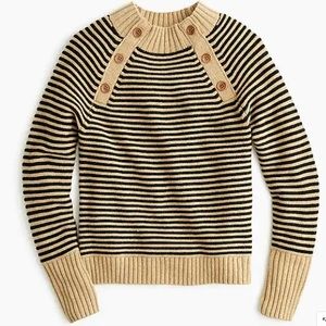 J Crew Striped Crewneck Sweater w Buttons